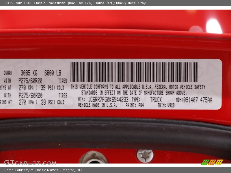 Flame Red / Black/Diesel Gray 2019 Ram 1500 Classic Tradesman Quad Cab 4x4