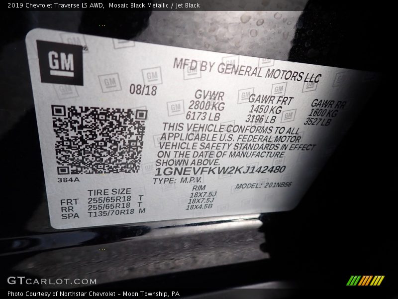 Mosaic Black Metallic / Jet Black 2019 Chevrolet Traverse LS AWD