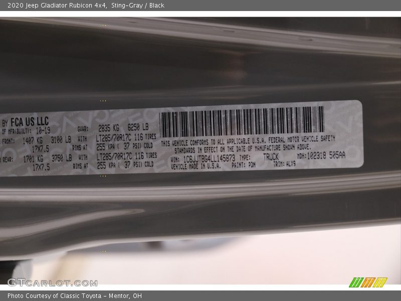 Sting-Gray / Black 2020 Jeep Gladiator Rubicon 4x4