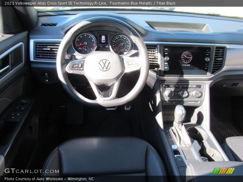 Tourmaline Blue Metallic / Titan Black 2021 Volkswagen Atlas Cross Sport SE Technology R-Line