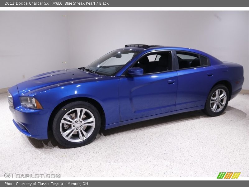 Blue Streak Pearl / Black 2012 Dodge Charger SXT AWD