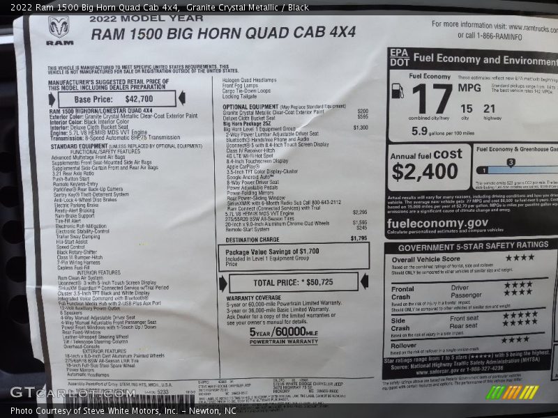 Granite Crystal Metallic / Black 2022 Ram 1500 Big Horn Quad Cab 4x4