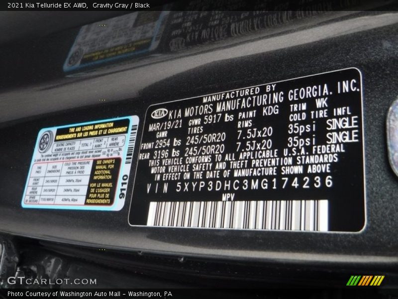 Gravity Gray / Black 2021 Kia Telluride EX AWD