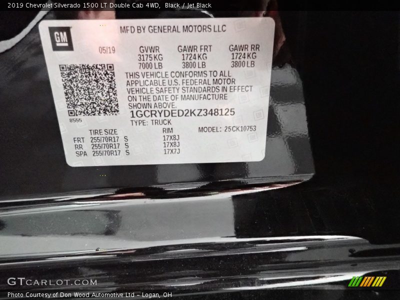 Black / Jet Black 2019 Chevrolet Silverado 1500 LT Double Cab 4WD