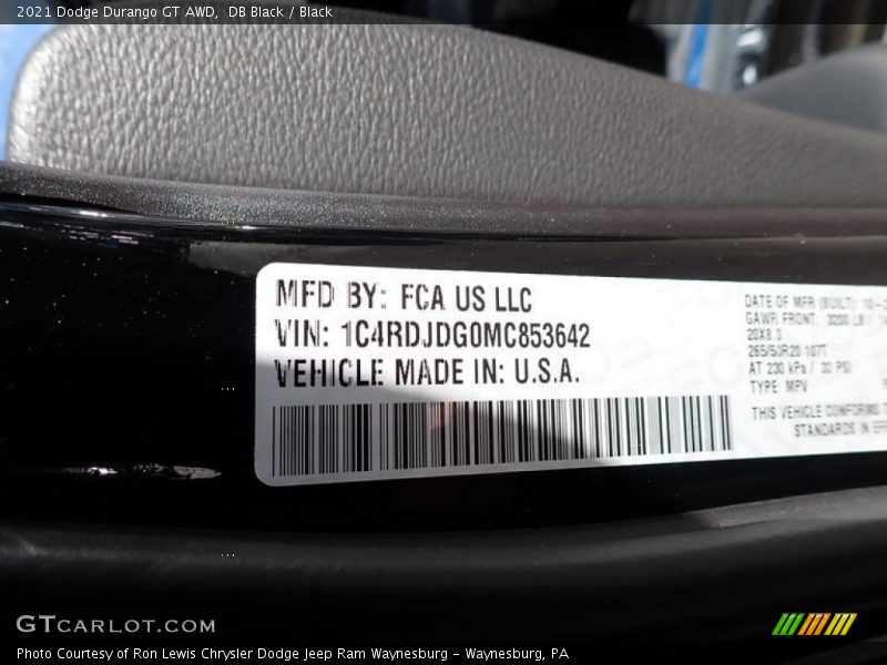 DB Black / Black 2021 Dodge Durango GT AWD