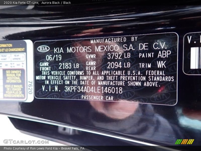 Aurora Black / Black 2020 Kia Forte GT-Line