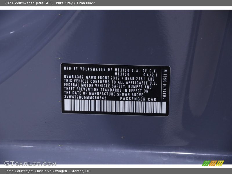 Pure Gray / Titan Black 2021 Volkswagen Jetta GLI S