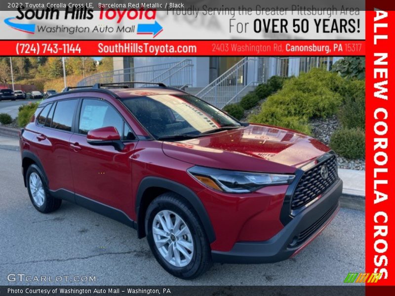 Barcelona Red Metallic / Black 2022 Toyota Corolla Cross LE