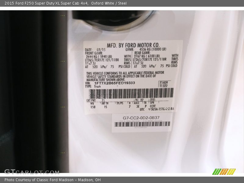 Oxford White / Steel 2015 Ford F250 Super Duty XL Super Cab 4x4
