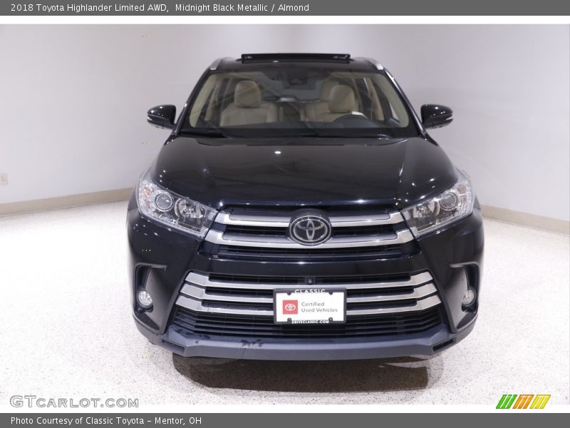 Midnight Black Metallic / Almond 2018 Toyota Highlander Limited AWD