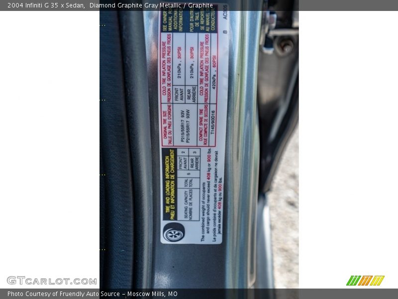 Diamond Graphite Gray Metallic / Graphite 2004 Infiniti G 35 x Sedan