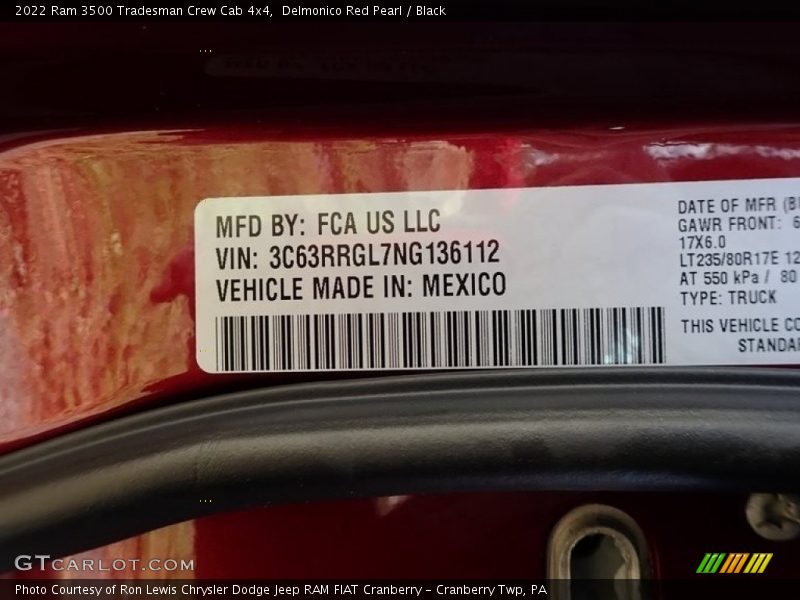 Delmonico Red Pearl / Black 2022 Ram 3500 Tradesman Crew Cab 4x4