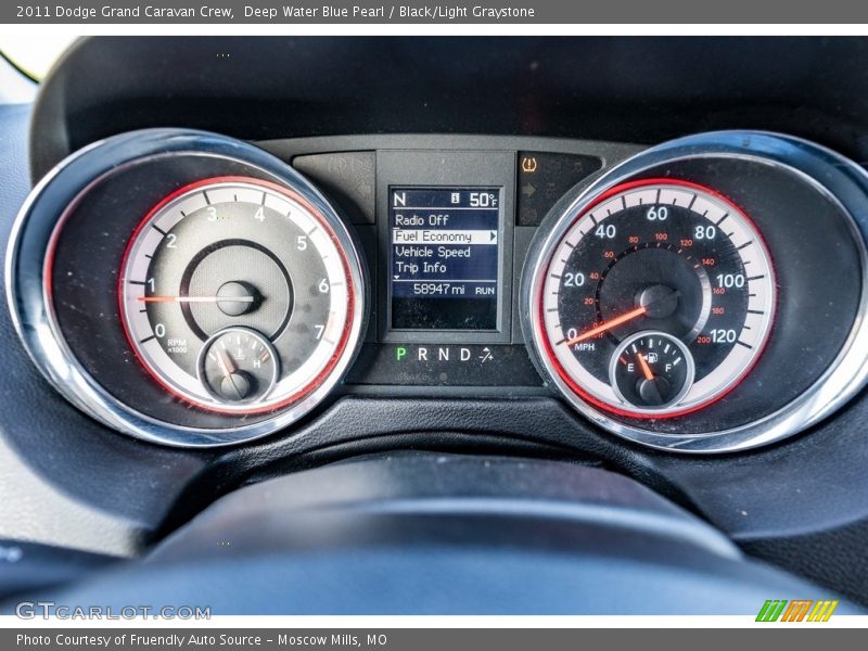 Deep Water Blue Pearl / Black/Light Graystone 2011 Dodge Grand Caravan Crew