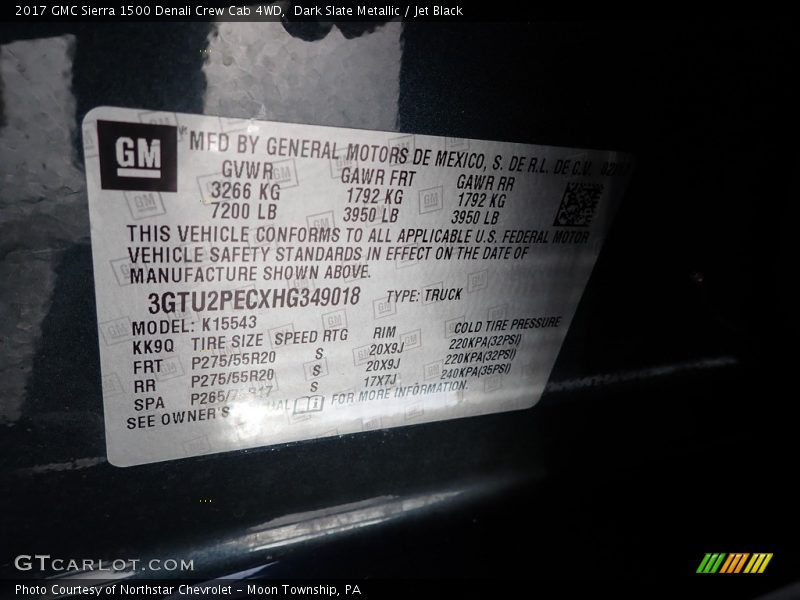 Dark Slate Metallic / Jet Black 2017 GMC Sierra 1500 Denali Crew Cab 4WD