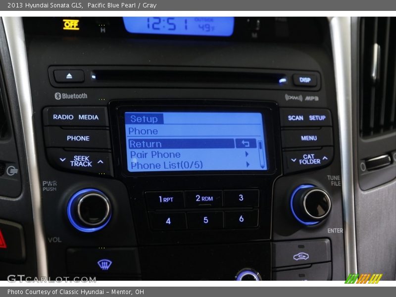 Pacific Blue Pearl / Gray 2013 Hyundai Sonata GLS