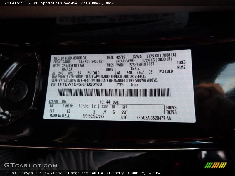Agate Black / Black 2019 Ford F150 XLT Sport SuperCrew 4x4