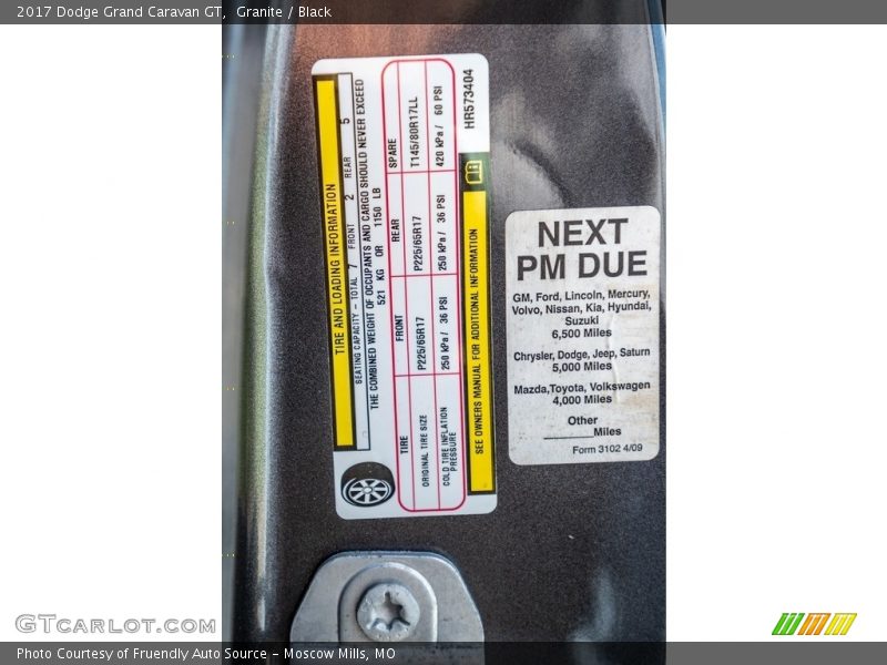 Granite / Black 2017 Dodge Grand Caravan GT