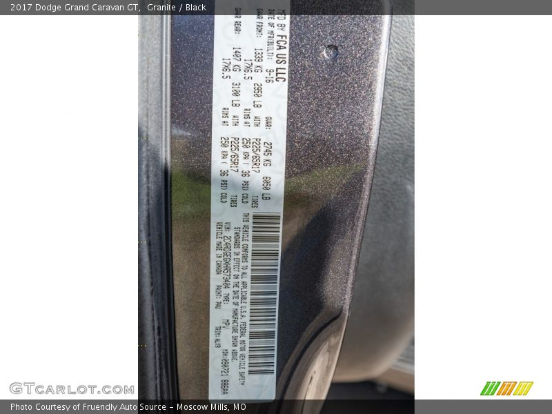 Granite / Black 2017 Dodge Grand Caravan GT