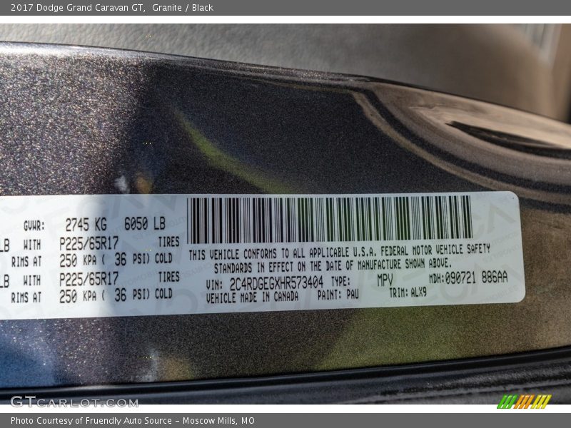 Granite / Black 2017 Dodge Grand Caravan GT