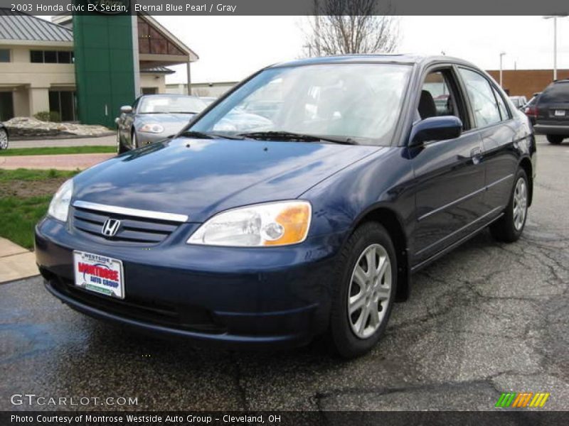 Eternal Blue Pearl / Gray 2003 Honda Civic EX Sedan