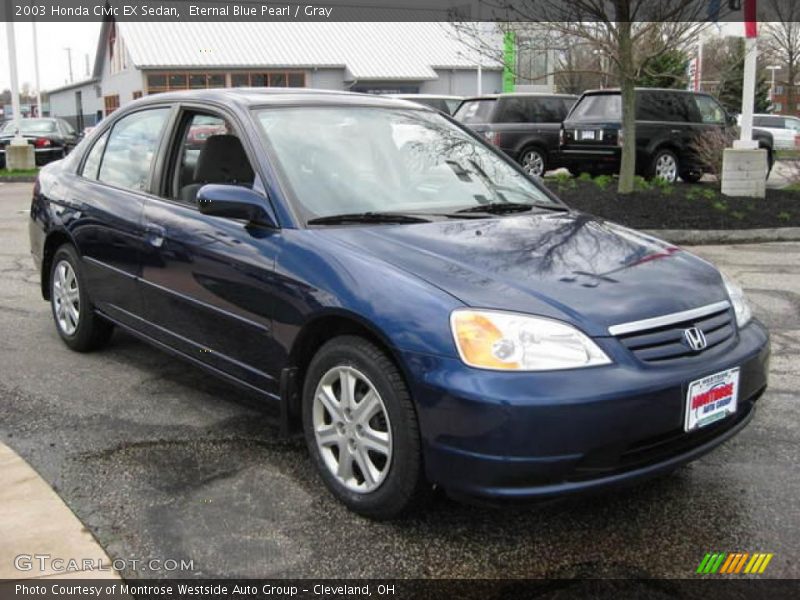 Eternal Blue Pearl / Gray 2003 Honda Civic EX Sedan