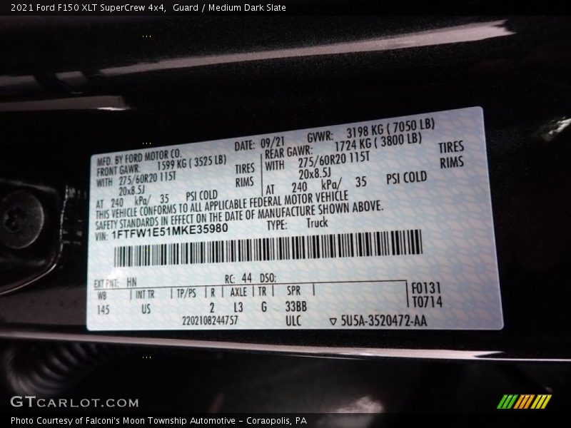 Guard / Medium Dark Slate 2021 Ford F150 XLT SuperCrew 4x4