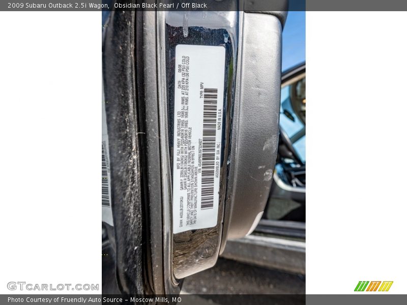 Obsidian Black Pearl / Off Black 2009 Subaru Outback 2.5i Wagon