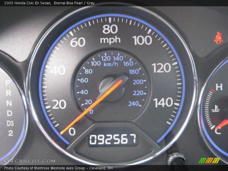 Eternal Blue Pearl / Gray 2003 Honda Civic EX Sedan