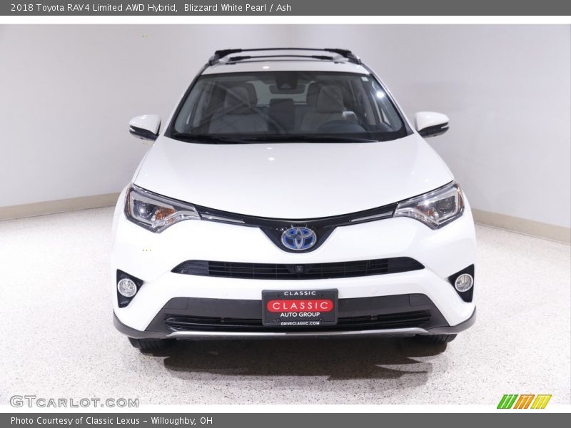 Blizzard White Pearl / Ash 2018 Toyota RAV4 Limited AWD Hybrid