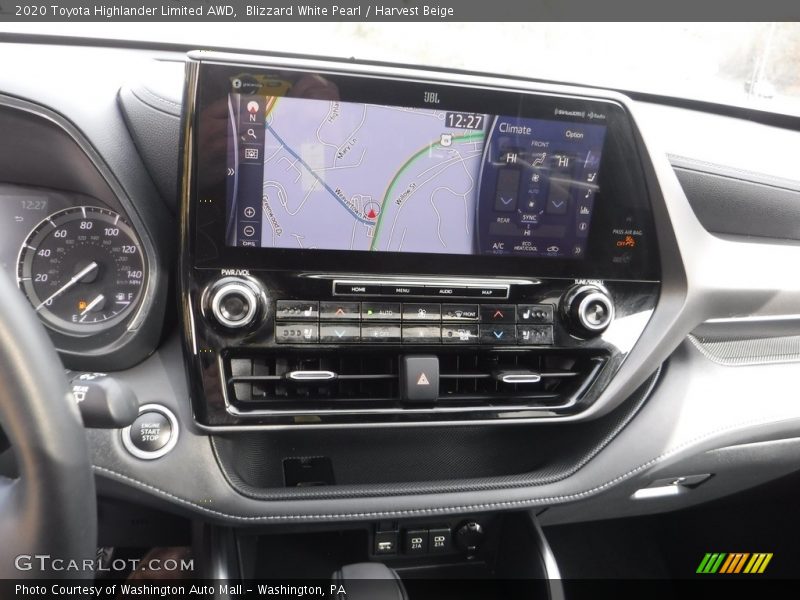 Blizzard White Pearl / Harvest Beige 2020 Toyota Highlander Limited AWD