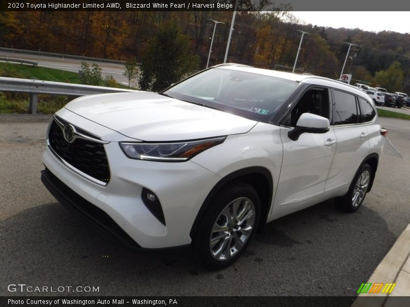 Blizzard White Pearl / Harvest Beige 2020 Toyota Highlander Limited AWD