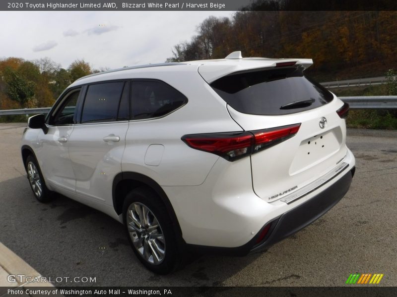 Blizzard White Pearl / Harvest Beige 2020 Toyota Highlander Limited AWD