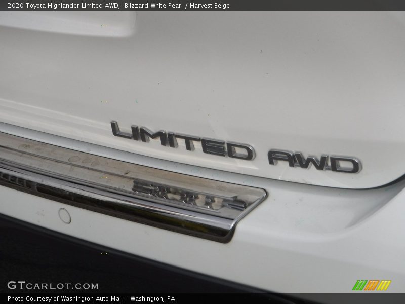 Blizzard White Pearl / Harvest Beige 2020 Toyota Highlander Limited AWD