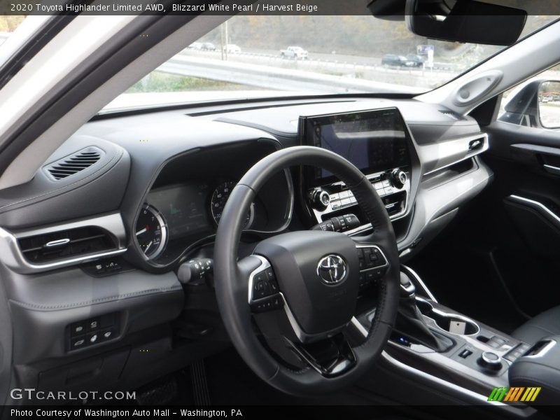 Blizzard White Pearl / Harvest Beige 2020 Toyota Highlander Limited AWD