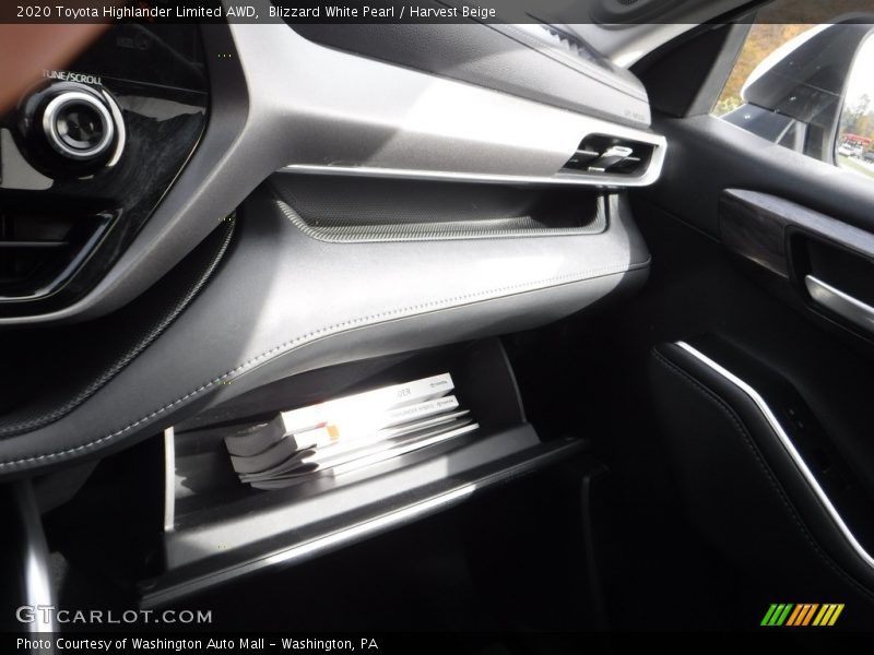 Blizzard White Pearl / Harvest Beige 2020 Toyota Highlander Limited AWD