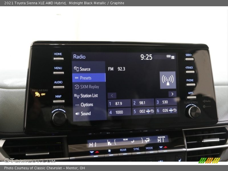 Controls of 2021 Sienna XLE AWD Hybrid