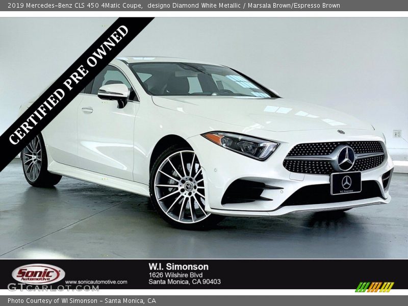 designo Diamond White Metallic / Marsala Brown/Espresso Brown 2019 Mercedes-Benz CLS 450 4Matic Coupe