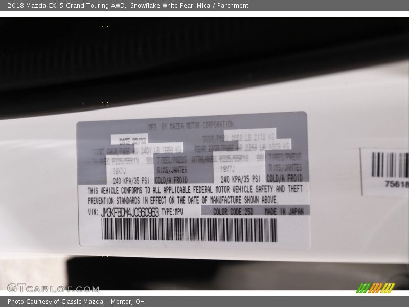 Snowflake White Pearl Mica / Parchment 2018 Mazda CX-5 Grand Touring AWD