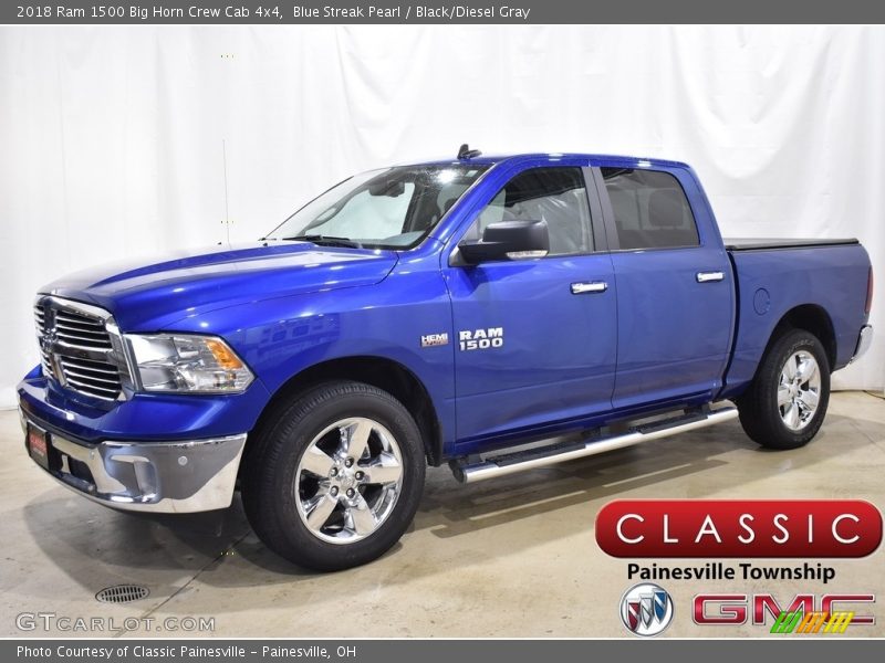 Blue Streak Pearl / Black/Diesel Gray 2018 Ram 1500 Big Horn Crew Cab 4x4