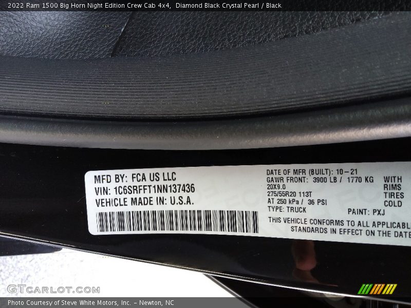 Diamond Black Crystal Pearl / Black 2022 Ram 1500 Big Horn Night Edition Crew Cab 4x4