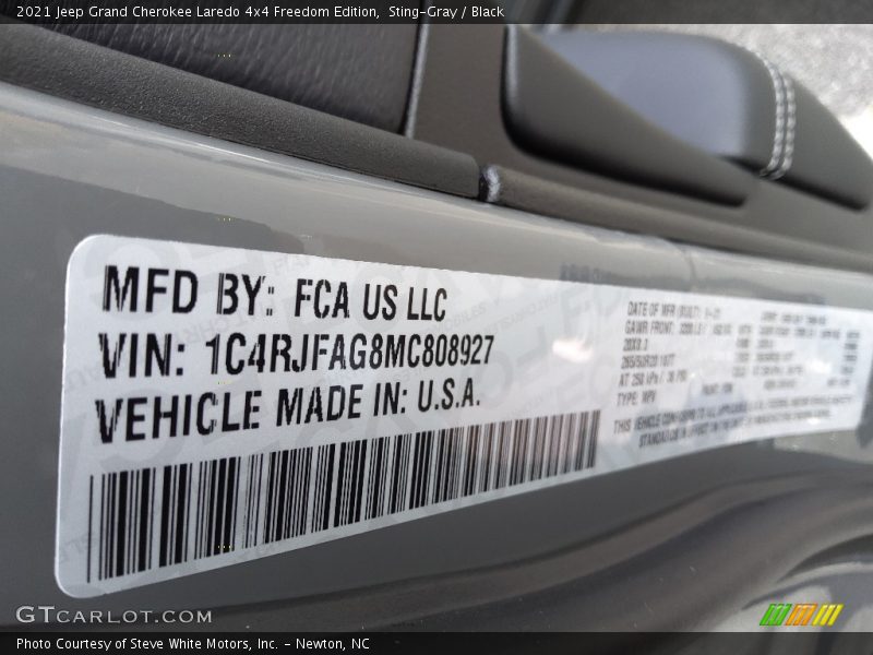 Sting-Gray / Black 2021 Jeep Grand Cherokee Laredo 4x4 Freedom Edition