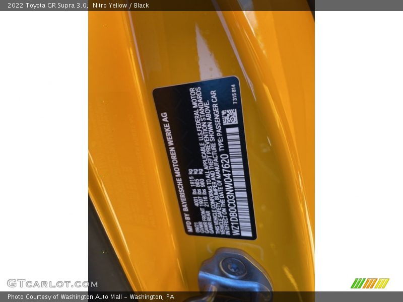 Nitro Yellow / Black 2022 Toyota GR Supra 3.0