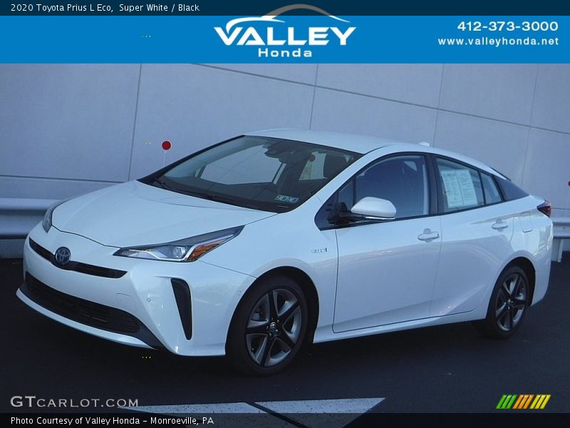 Super White / Black 2020 Toyota Prius L Eco