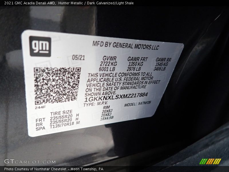 Hunter Metallic / Dark Galvanized/Light Shale 2021 GMC Acadia Denali AWD
