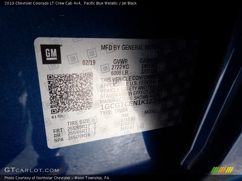 Pacific Blue Metallic / Jet Black 2019 Chevrolet Colorado LT Crew Cab 4x4