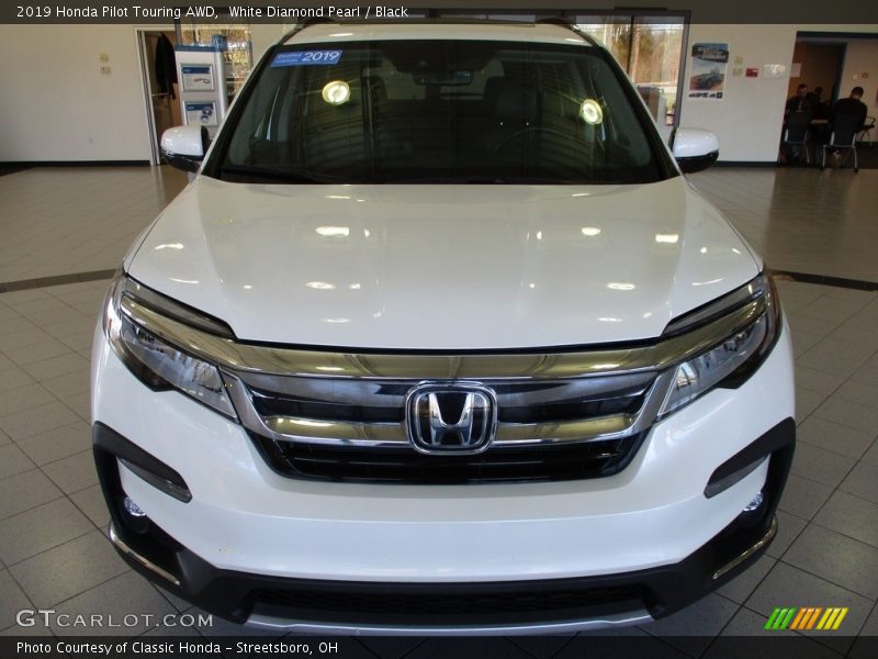 White Diamond Pearl / Black 2019 Honda Pilot Touring AWD