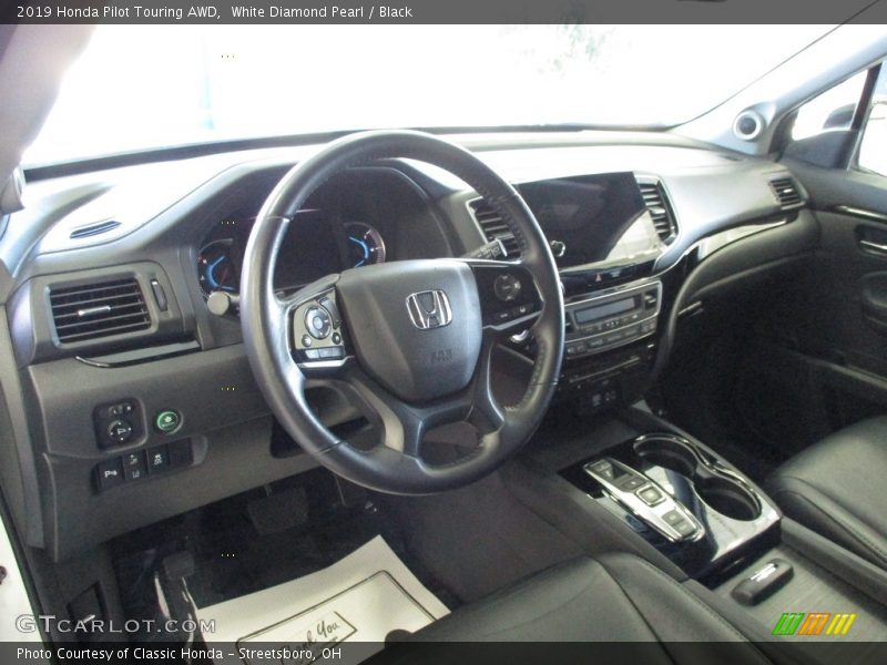 White Diamond Pearl / Black 2019 Honda Pilot Touring AWD