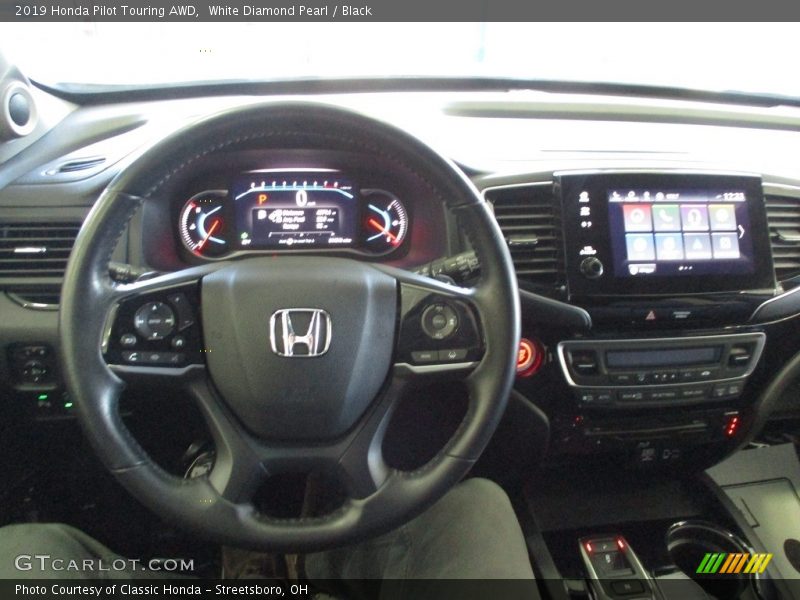 White Diamond Pearl / Black 2019 Honda Pilot Touring AWD