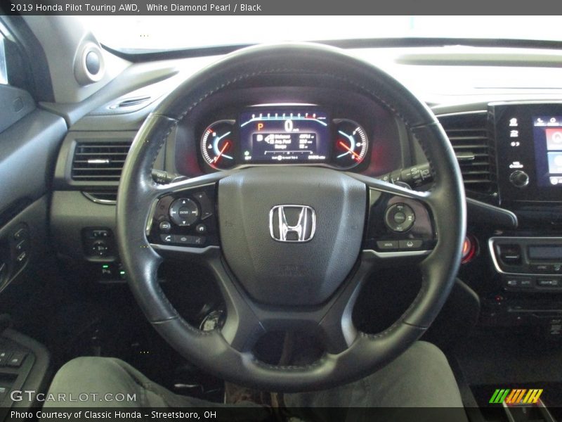 White Diamond Pearl / Black 2019 Honda Pilot Touring AWD