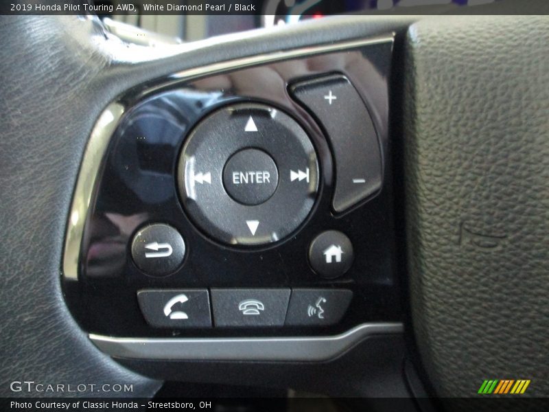 White Diamond Pearl / Black 2019 Honda Pilot Touring AWD